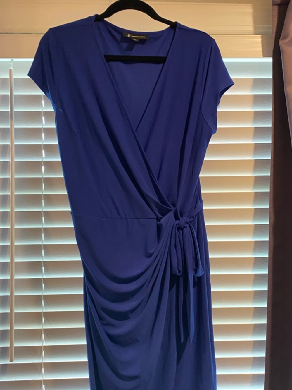 INC International Concepts Royal Blue Wrap-Style Midi Dress